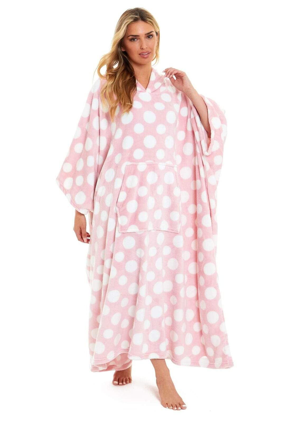 OLIVIA ROCCO Oversized Hooded Fleece Poncho Blanket Stars Polka Dots Easy Care for Cosy Home Layering