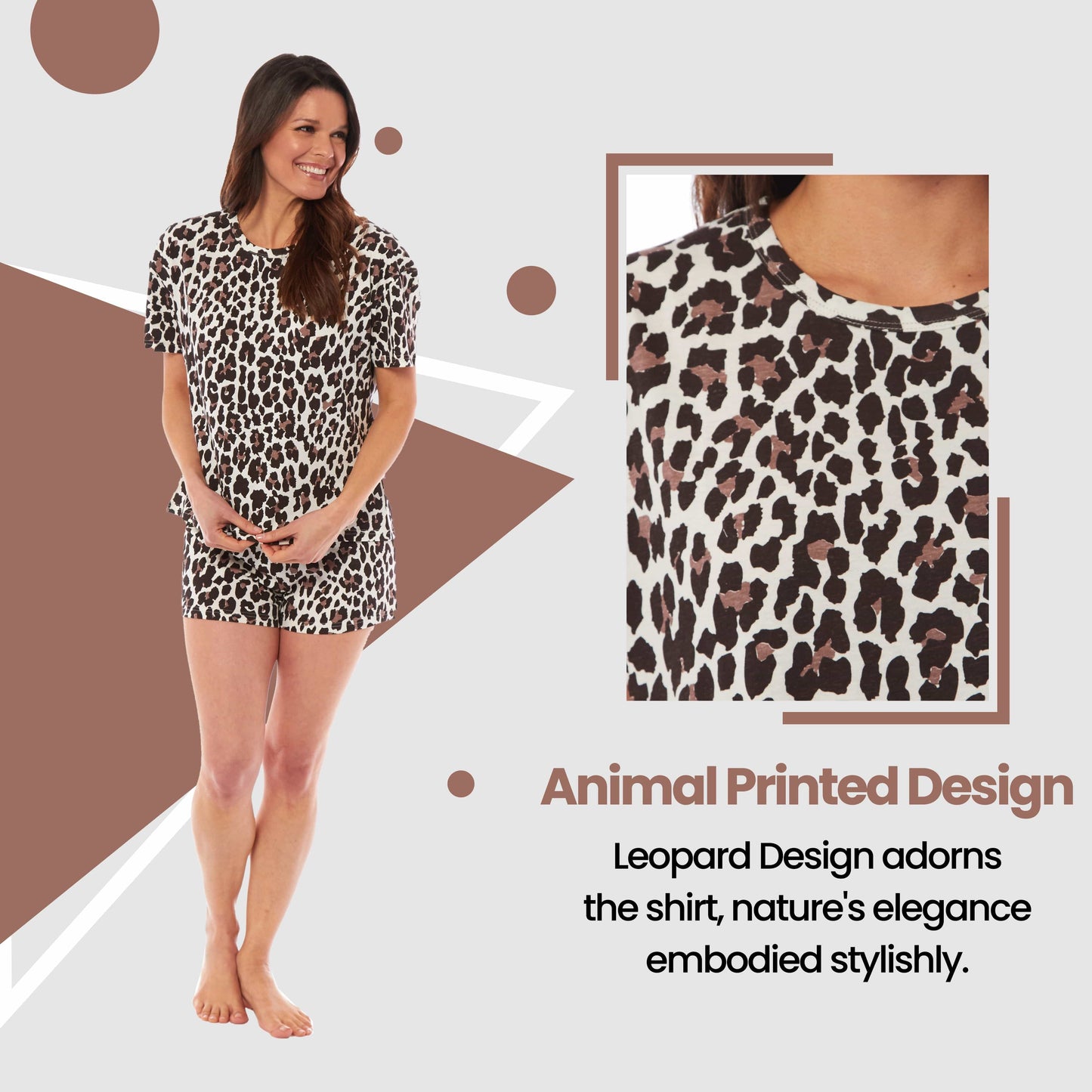 OLIVIA ROCCO Womens Cotton Pyjama Sets Leopard Zebra Prints Breathable Nightwear