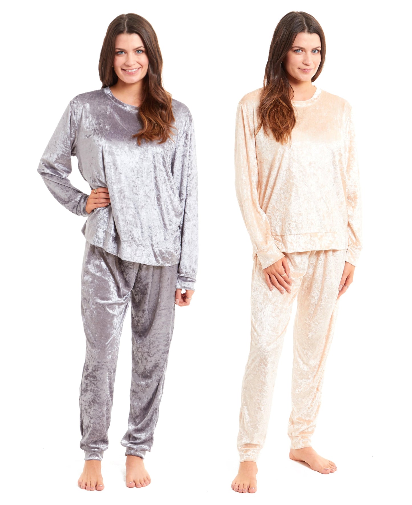OLIVIA ROCCO Women's Crushed Velvet Pyjama Set Top And Pants Soft Loungewear In Multiple