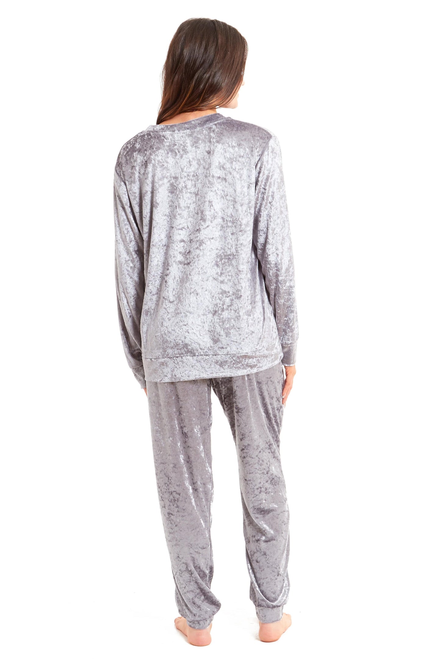 OLIVIA ROCCO Women's Crushed Velvet Pyjama Set Top And Pants Soft Loungewear In Multiple