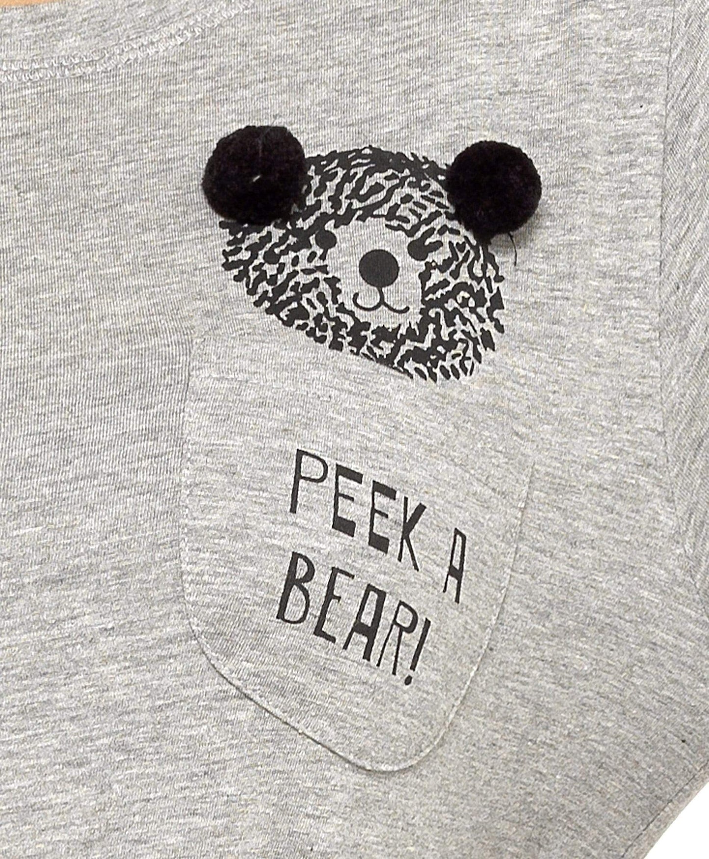 OLIVIA ROCCO Womens Grey Cotton Pyjama Set With Teddy Bear Design Cosy Easy-Care Nightwear Set