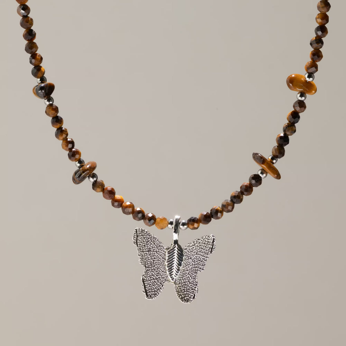 Nymph Gemstone Necklaces - Real Leaf Butterfly Pendants