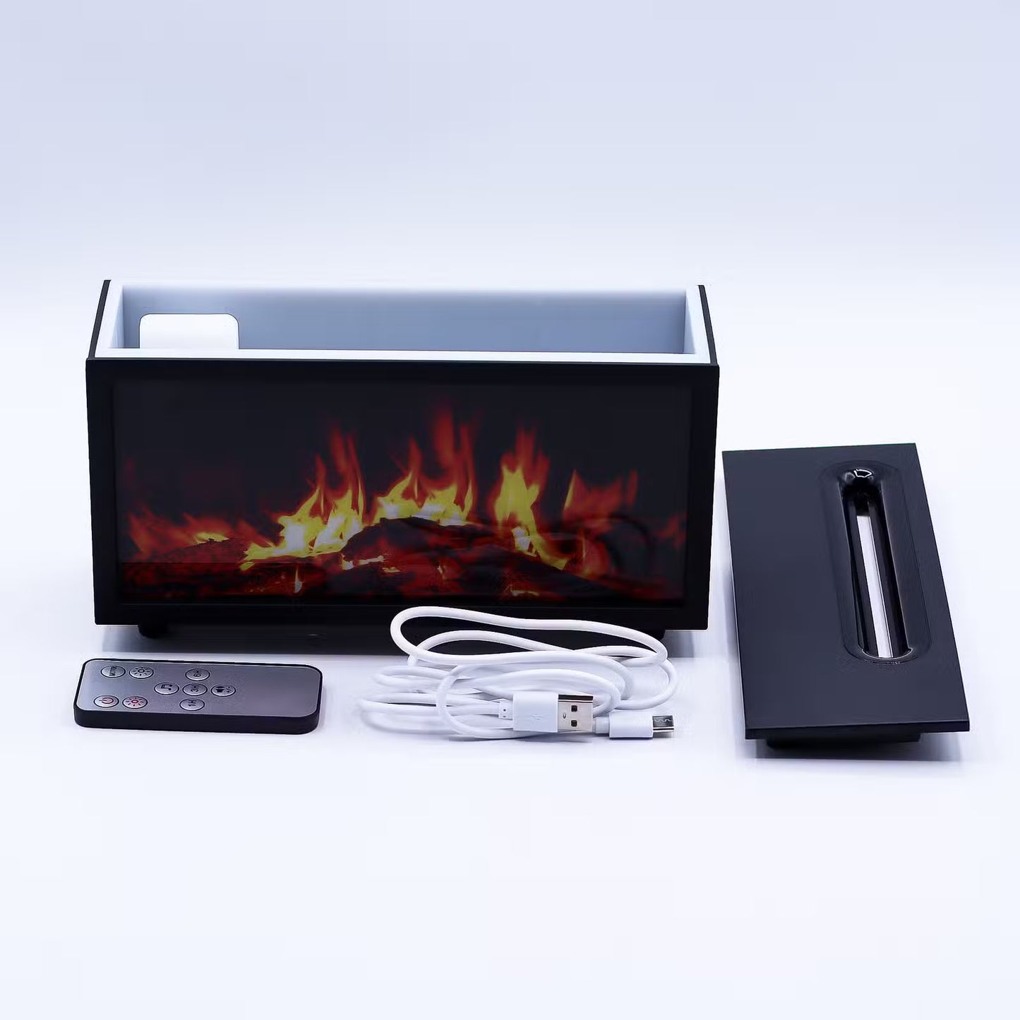 Flame Effect Aroma Diffuser with Birdsound - Black USB - Colour Change