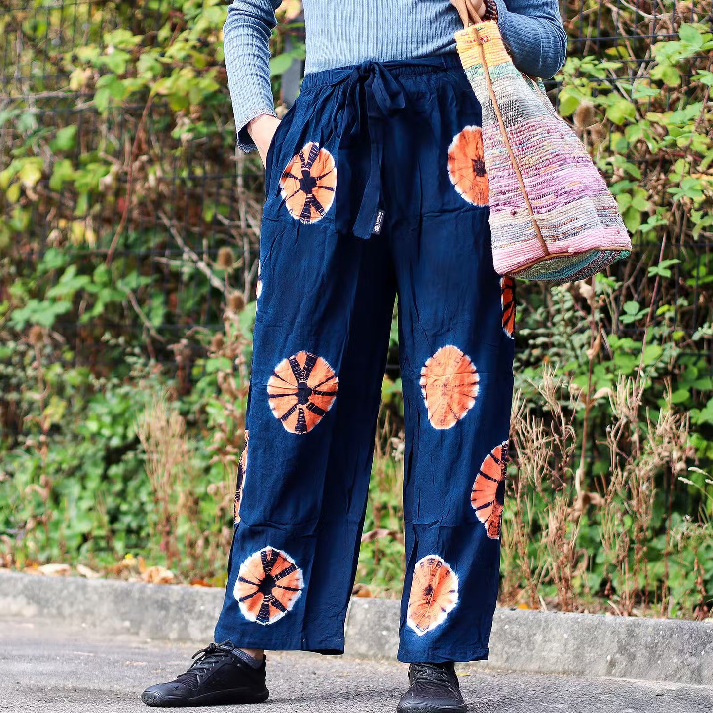 Japanese Style Lounge Pants - Blue & Orange 