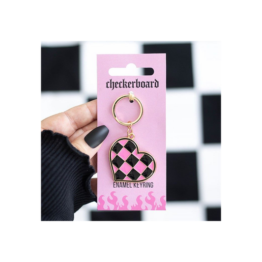 Checkerboard Heart Keyring