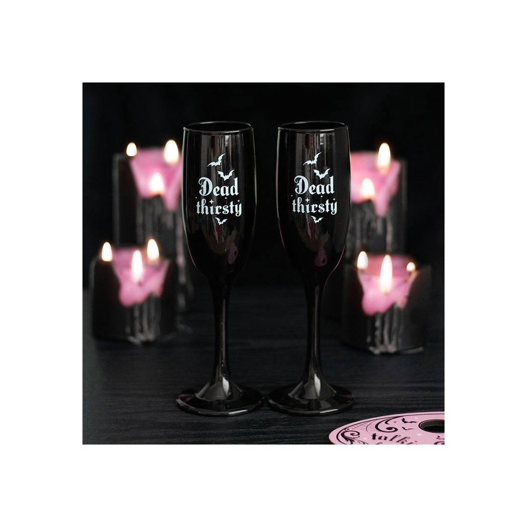 Set of 2 Dead Thirsty Champagne Flutes