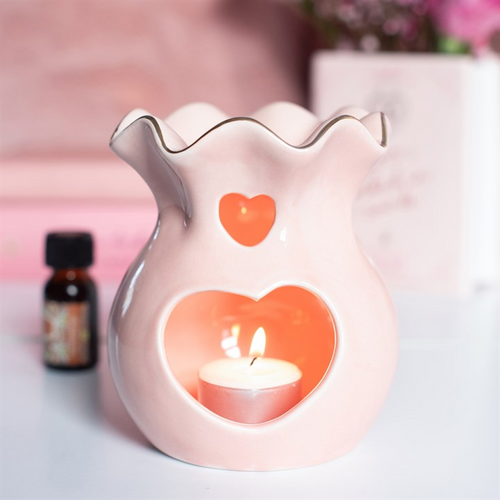 Pink Fluted oil Burner and Wax Warmer