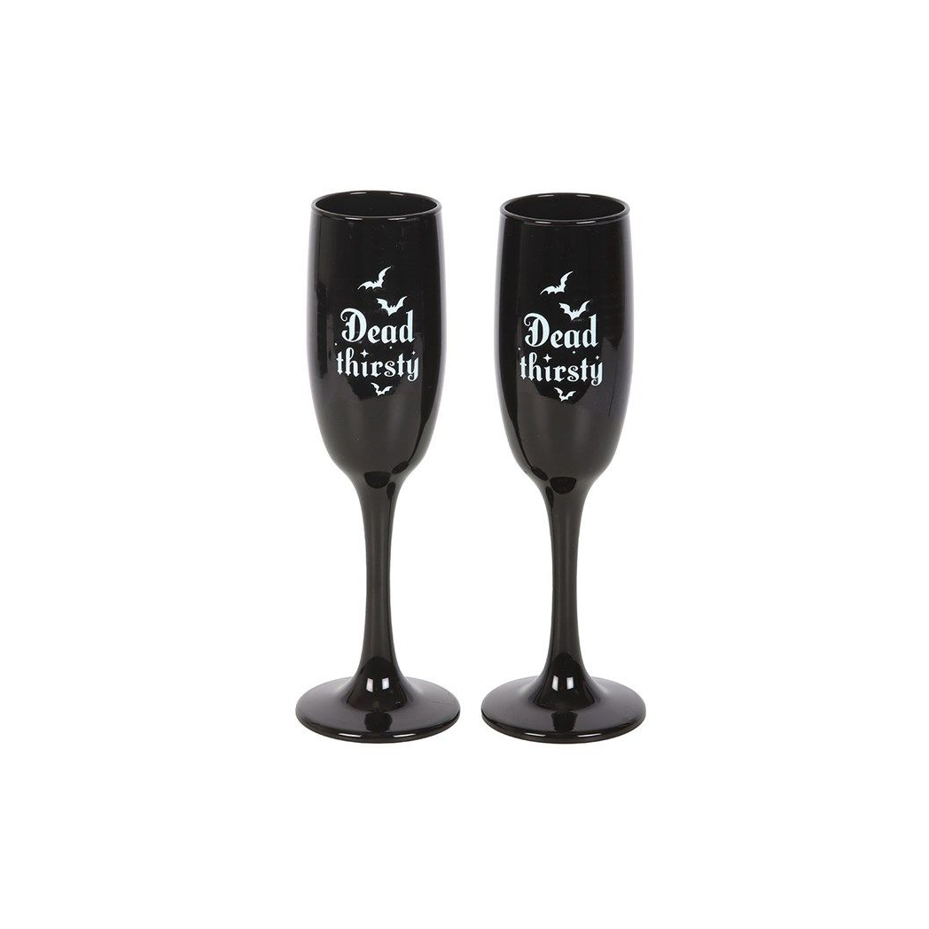 Set of 2 Dead Thirsty Champagne Flutes
