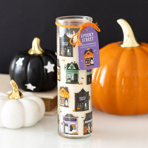 Spooky Street Pumpkin Cinnamon Roll Tube candle