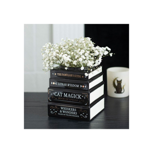 Black Cat Magic Book Vase