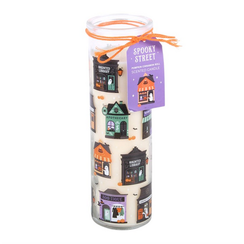 Spooky Street Pumpkin Cinnamon Roll Tube candle
