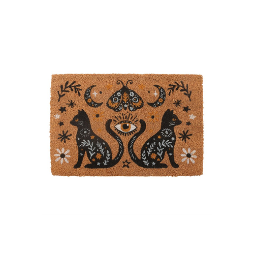 Natural Frightful Folk Cat Doormat