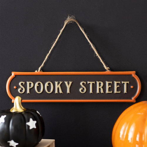 Spooky Street Hanging Metal sign