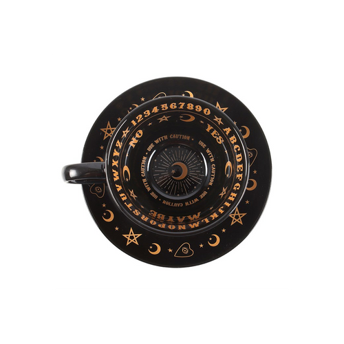 Black Talking Board Teacup and saucer