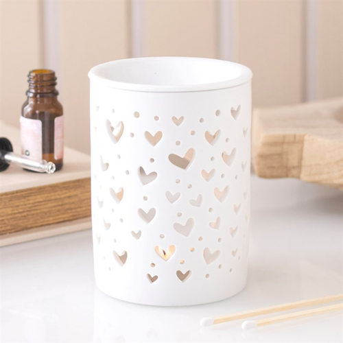 White Heart Cut Out 0il Burner and Wax Warmer
