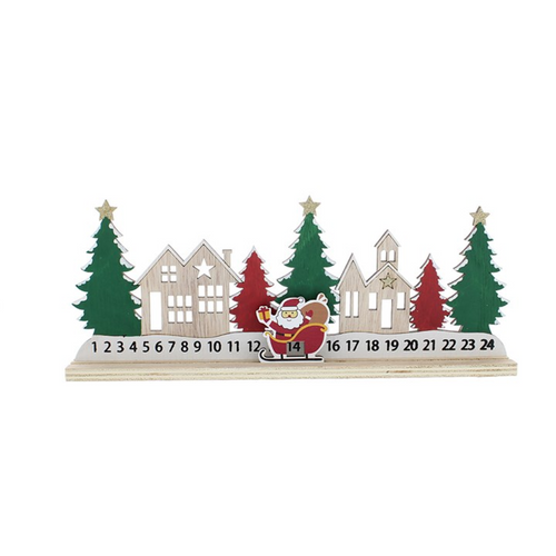 30cm Red and Green Wooden Advent Calendar