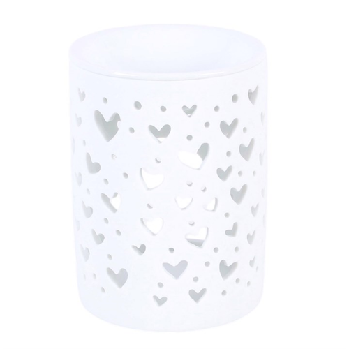 White Heart Cut Out 0il Burner and Wax Warmer