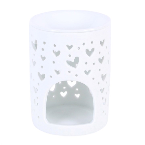 White Heart Cut Out 0il Burner and Wax Warmer