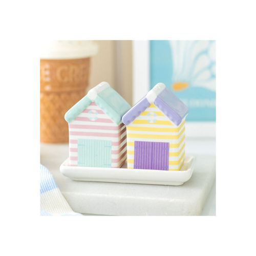 Pastel Beach Hut Salt and Pepper Shakers