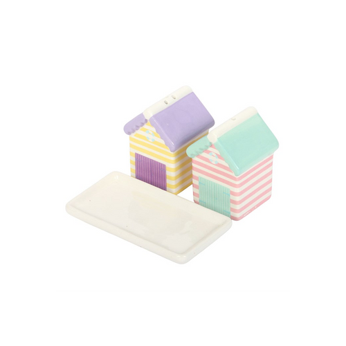 Pastel Beach Hut Salt and Pepper Shakers