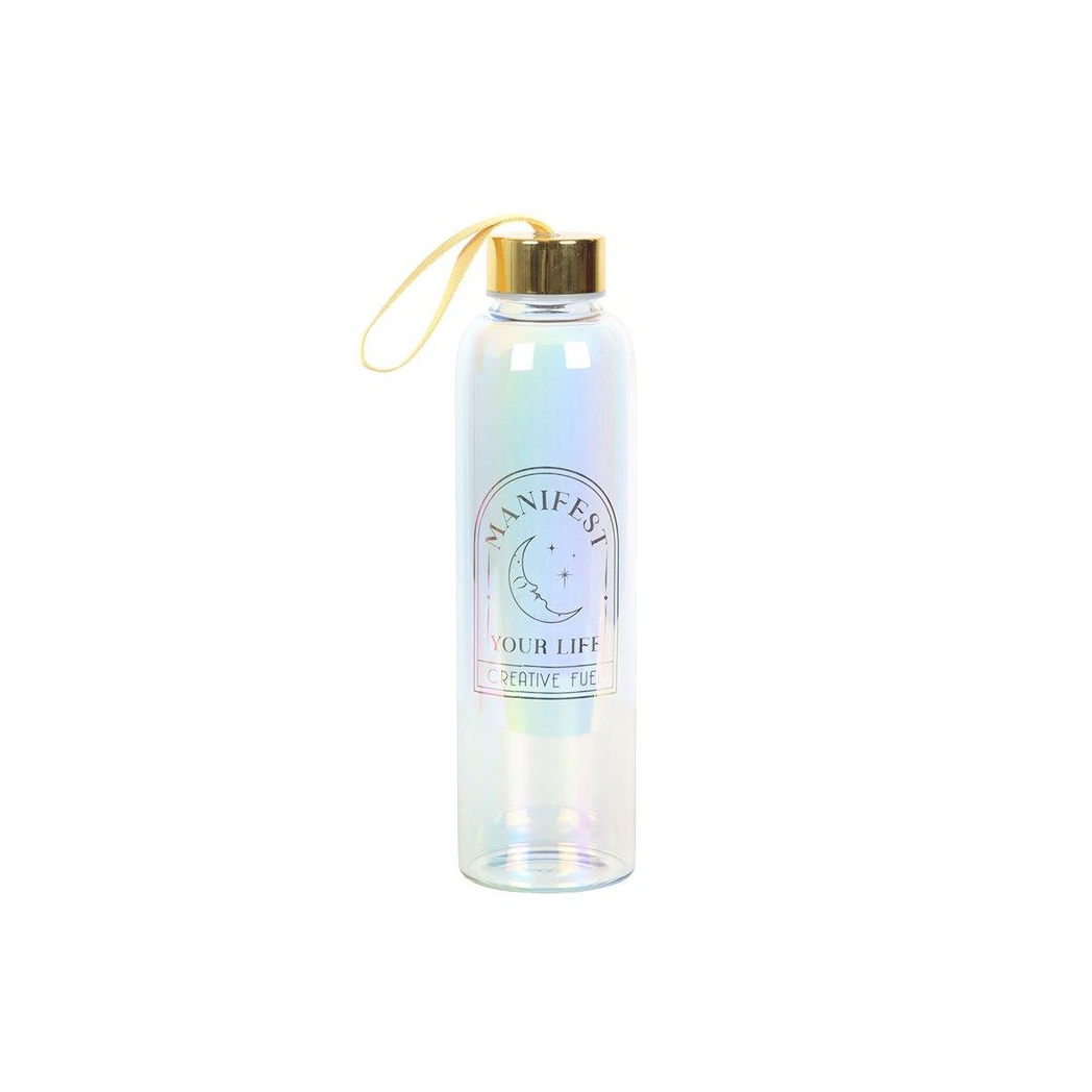 Manifest Your Life Iridescent Glass Water Bottle
