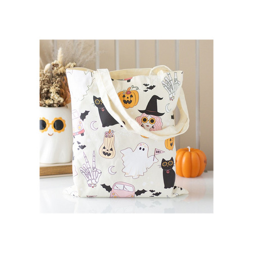 Groovy Ghost Print Polycotton Tote Baq