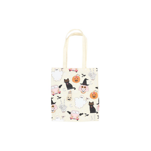 Groovy Ghost Print Polycotton Tote Baq