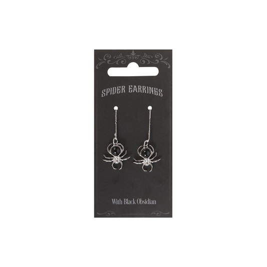 Black Obsidian Spider Threader Earrings