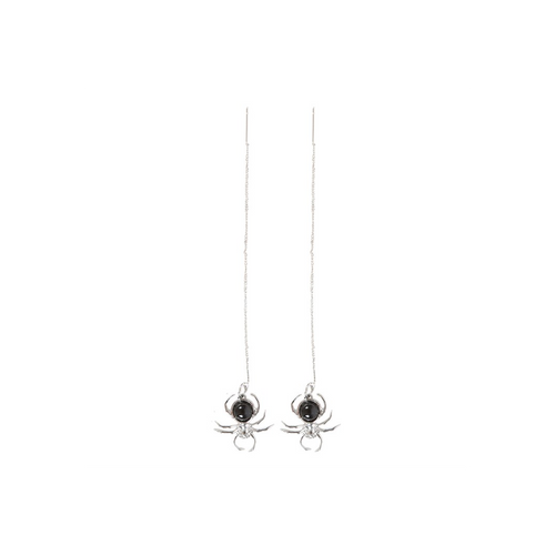 Black Obsidian Spider Threader Earrings