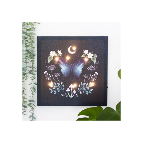 Midnight Moth Light Up Canvas Plaque