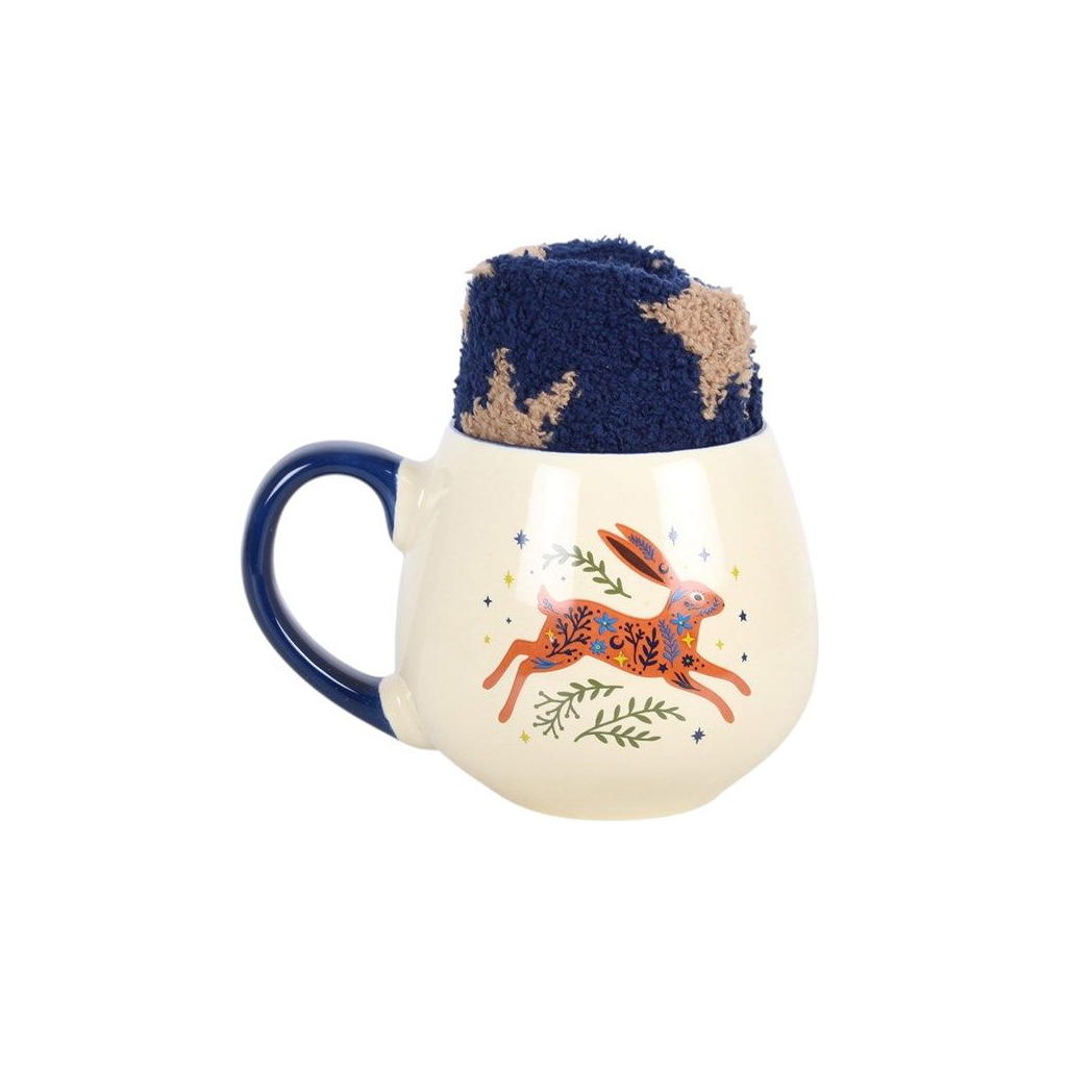 Leaping Hare Mug and Socks Set