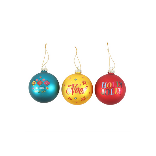 Set of Nostalgic 3 Christmas Glass Baubles