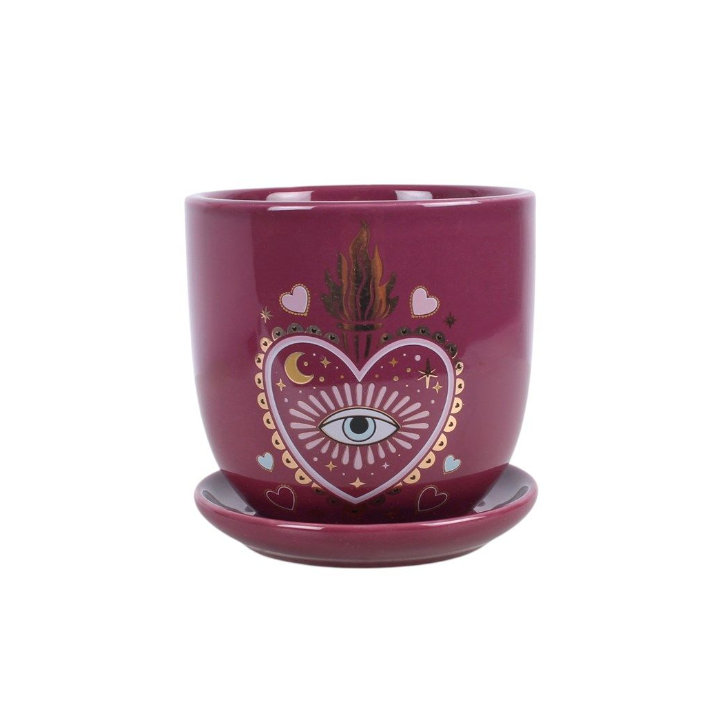 Sacred Siaht Heart Plant Pot With Saucer