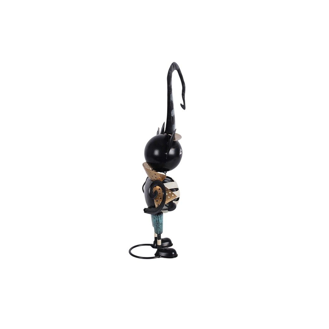 Metal Black Cat Ornament with Witch Hat