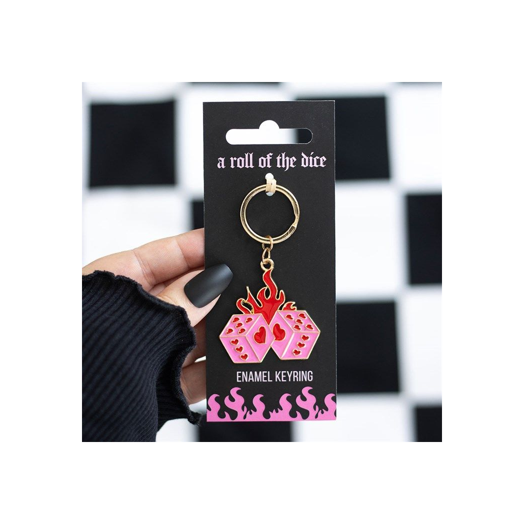 Flaming Dice Keyring