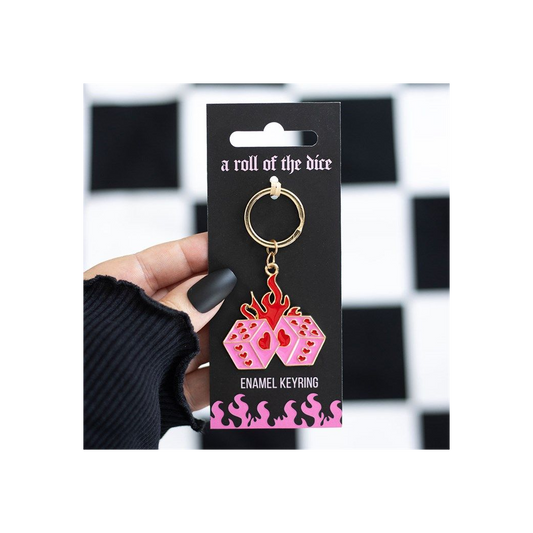 Flaming Dice Keyring