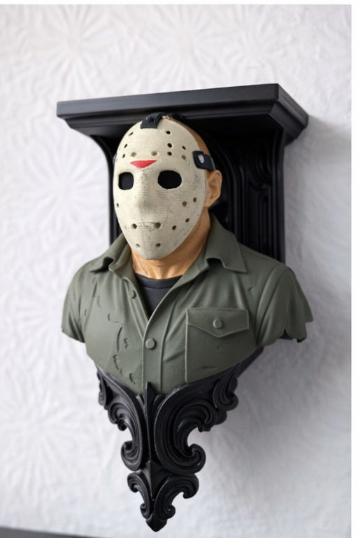 Jason Voorhees Wall Shelf – Horror Decor Bust | Gothic Shelf | Friday 13th Inspired