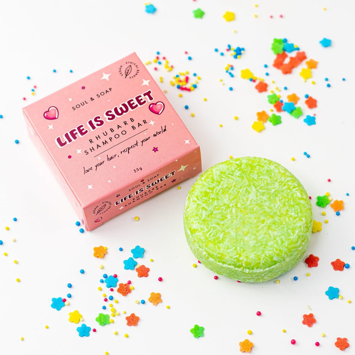 Life Is Sweet Shampoo Bar For All Hair Types - Vegan. Rhubarb Scented