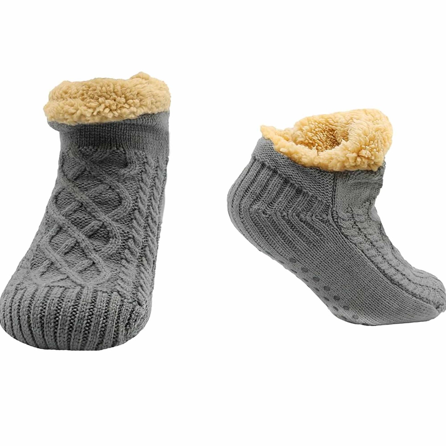 Sock Stack Slipper Socks Sherpa Lined Warm Nordic Fair Isle Non Slip Indoor Winter House
