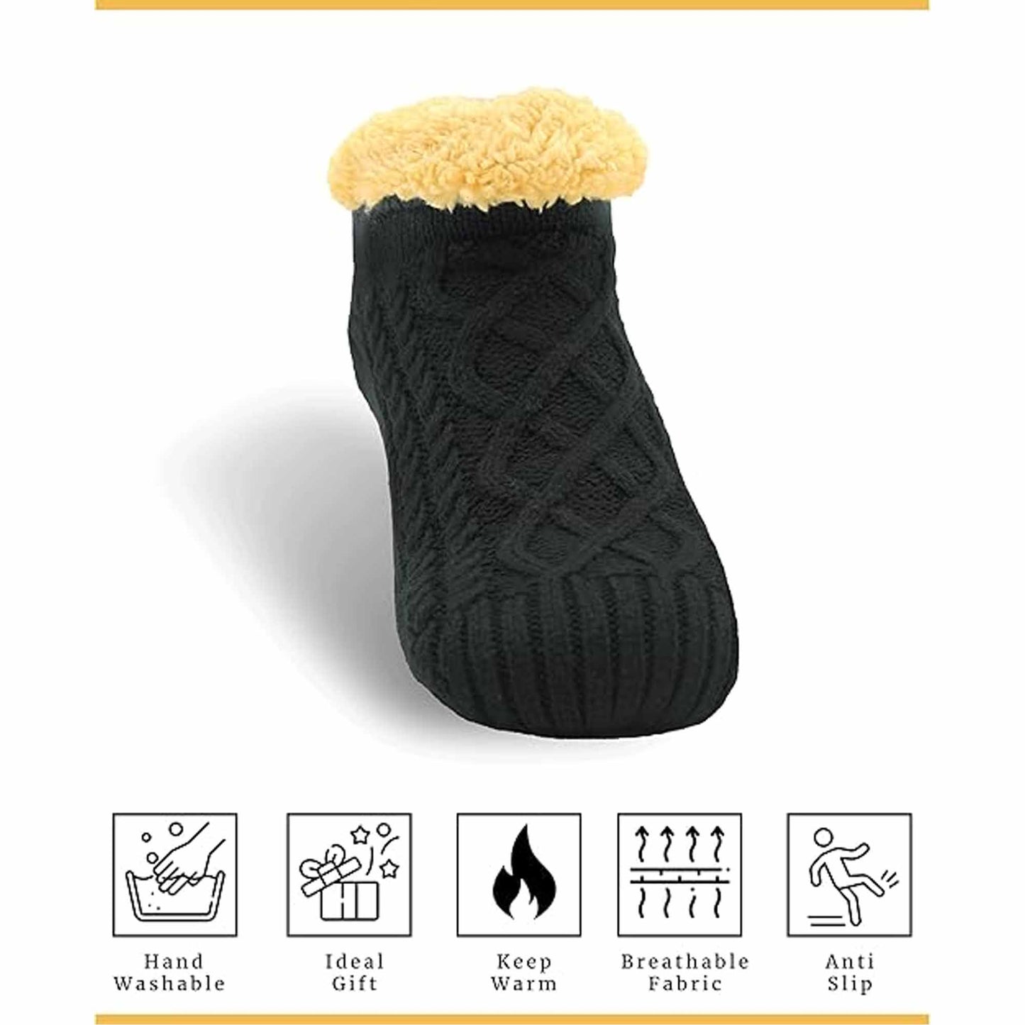 Sock Stack Slipper Socks Sherpa Lined Warm Nordic Fair Isle Non Slip Indoor Winter House