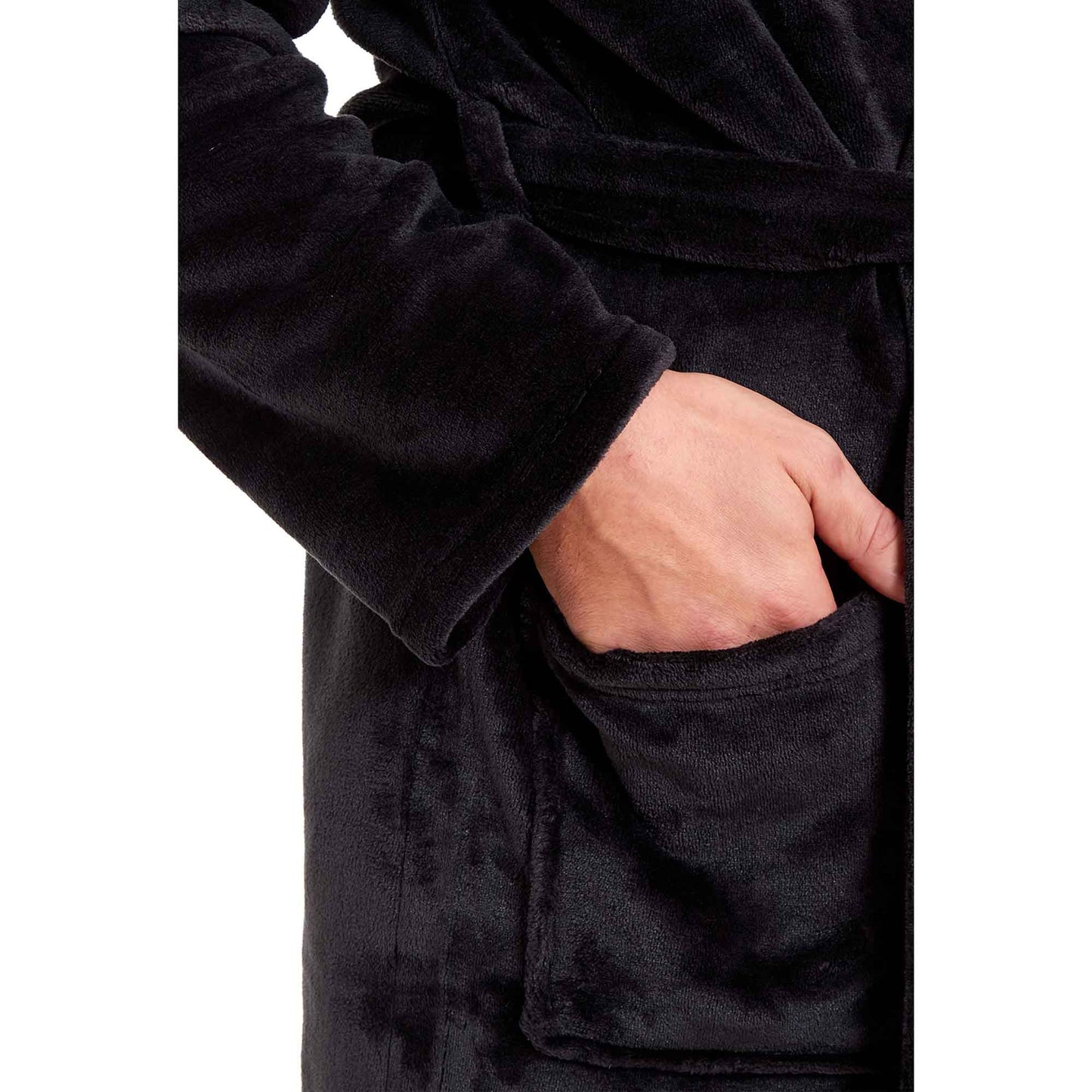 Daisy Dreamer Men's Hooded Plush Flannel Bathrobe Ultra Soft Warm Fleece Dressing Gown