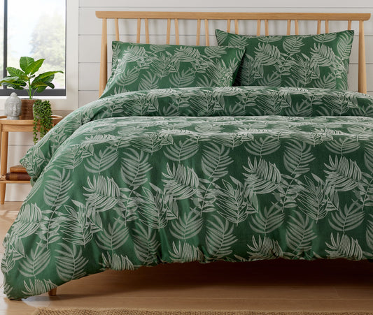 OLIVIA ROCCO Leaf Jacquard Reversible Duvet Cover Sets Grey And Pink Cotton Blend Eco