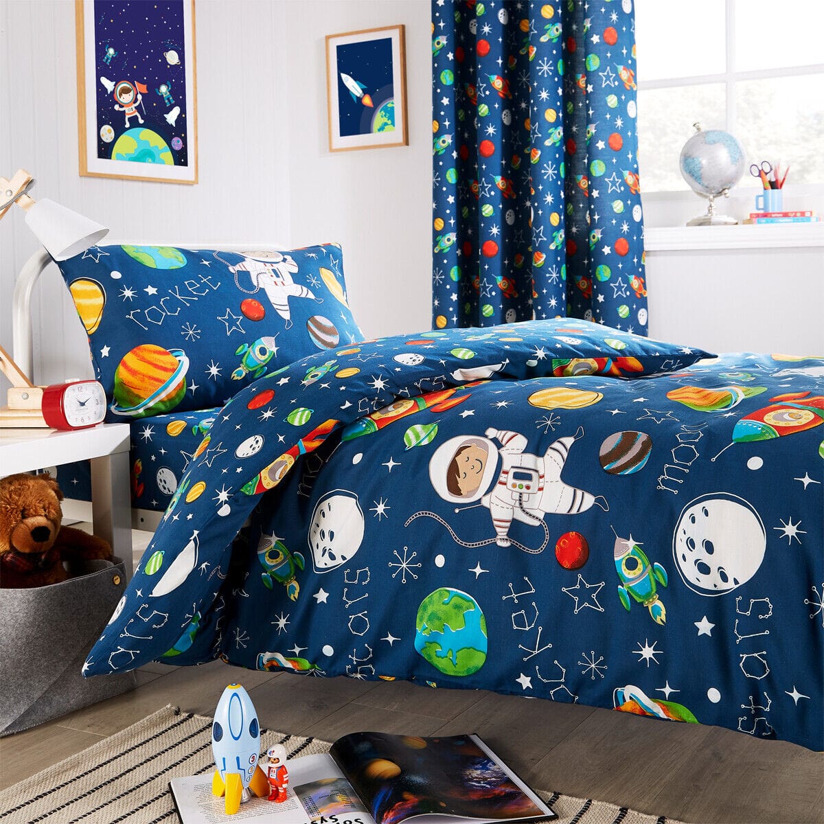 OLIVIA ROCCO Space Explorer Kids Duvet Cover Set With Pillowcase 100% Microfibre Bedroom Refresh Easy-Care Comfort