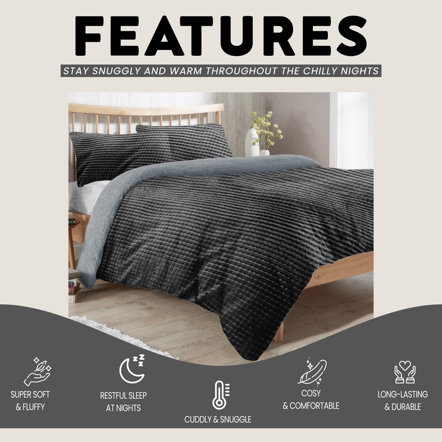 OLIVIA ROCCO Maine Check Fleece Duvet Cover Set Reversible With Pillowcases Super Soft