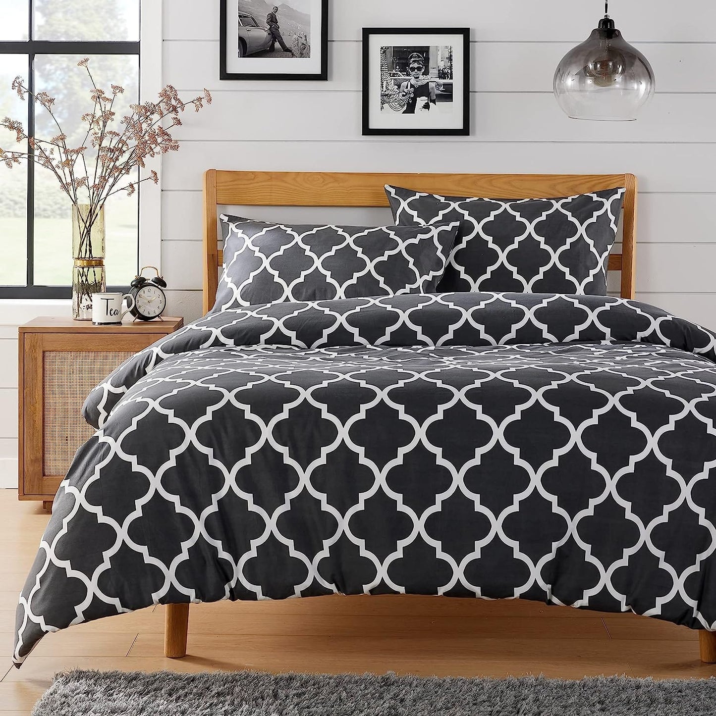OLIVIA ROCCO Marrakesh Grey Printed Duvet Cover Set Easy Care With Pillowcases Hotel-Quality Super Soft Finish