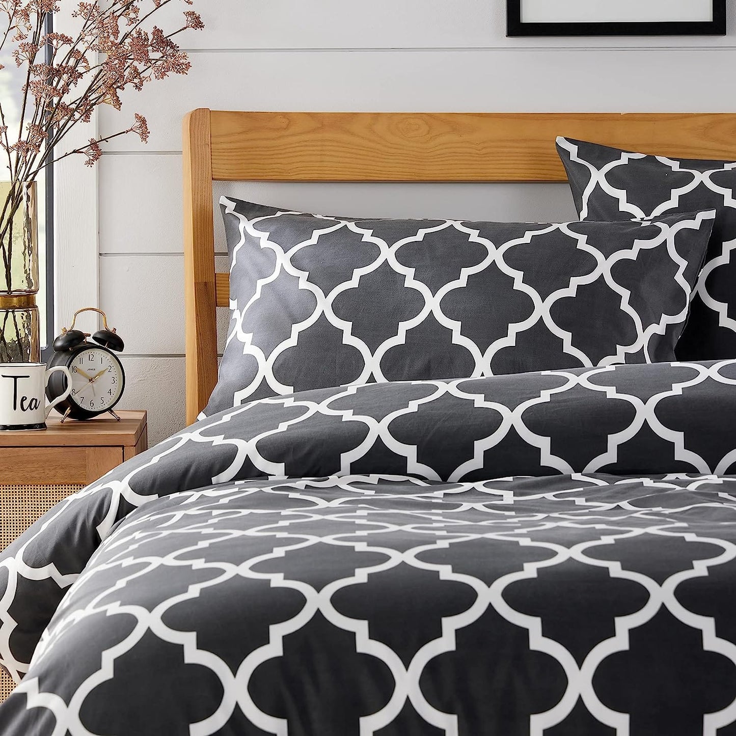 OLIVIA ROCCO Marrakesh Grey Printed Duvet Cover Set Easy Care With Pillowcases Hotel-Quality Super Soft Finish