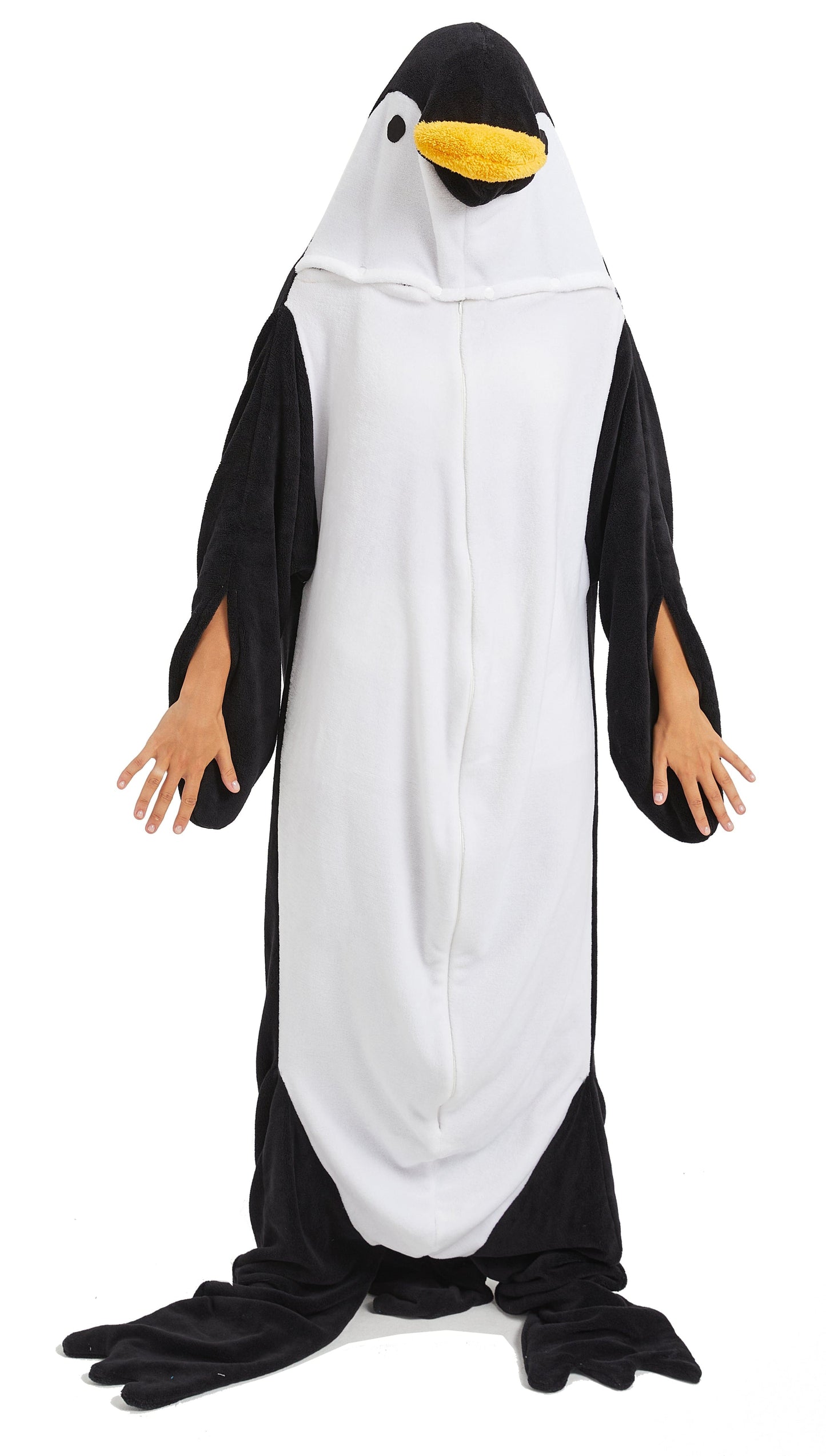 OLIVIA ROCCO Oversized Penguin Wearable Blanket Hoodie Fleece With Sleeves One Size