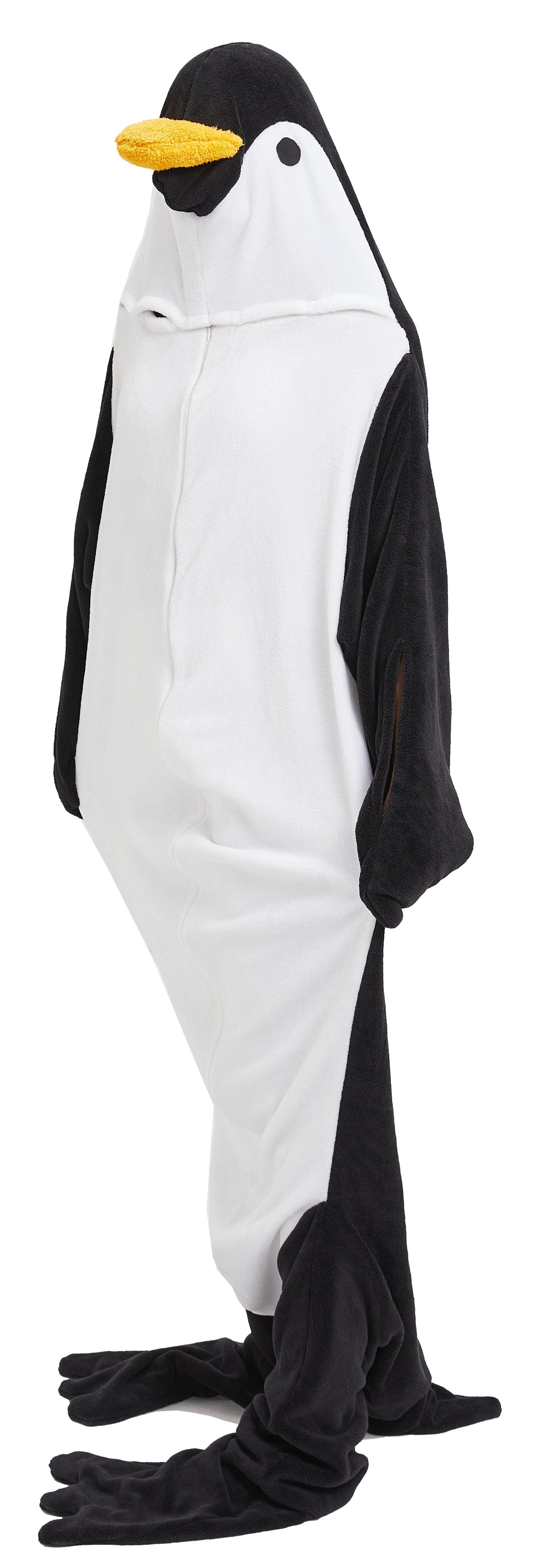OLIVIA ROCCO Oversized Penguin Wearable Blanket Hoodie Fleece With Sleeves One Size