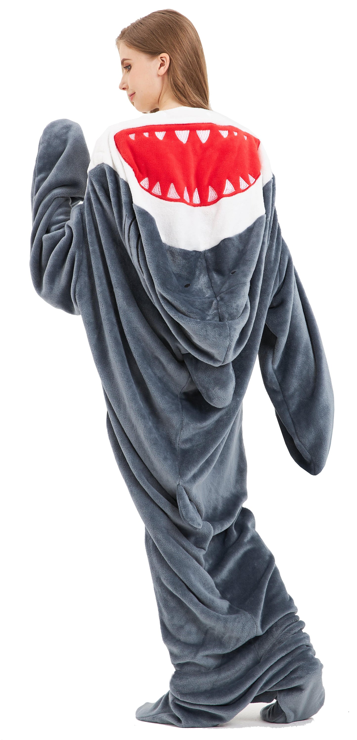 OLIVIA ROCCO Oversized Shark Wearable Blanket Hoodie Fleece With Sleeves Ultra Soft