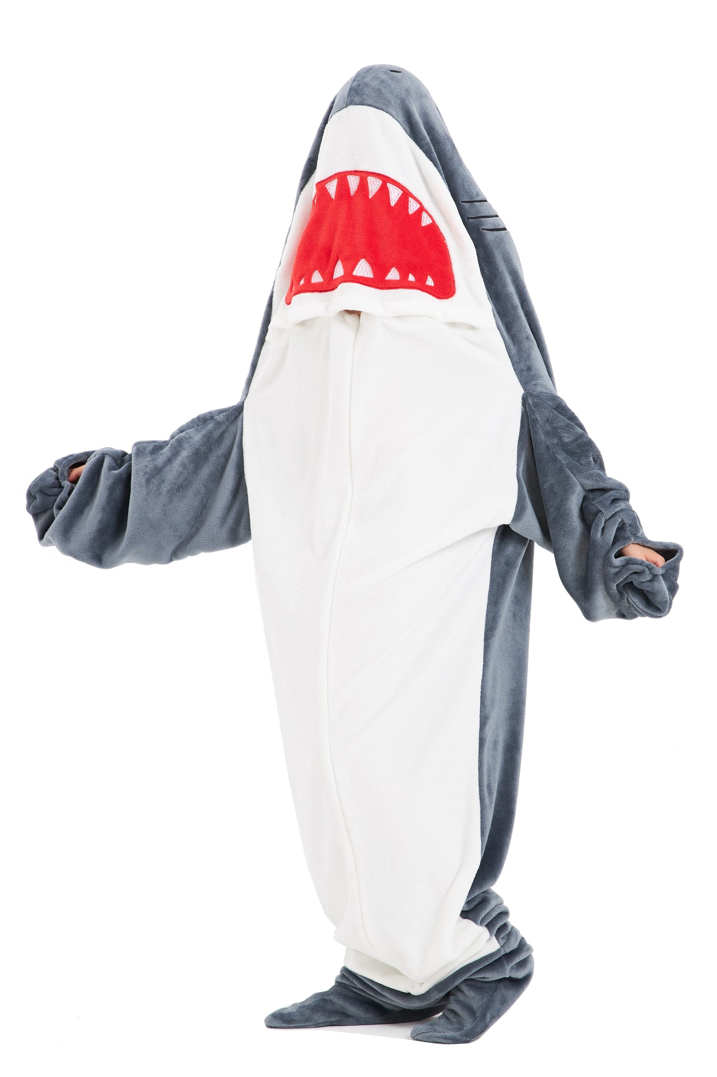 OLIVIA ROCCO Oversized Shark Wearable Blanket Hoodie Fleece With Sleeves Ultra Soft